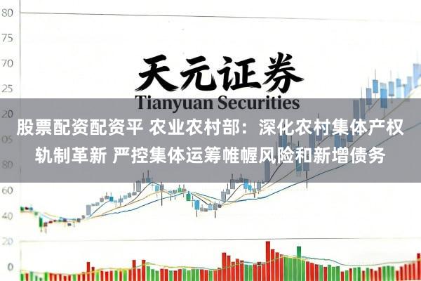 股票配资配资平 农业农村部：深化农村集体产权轨制革新 严控集体运筹帷幄风险和新增债务